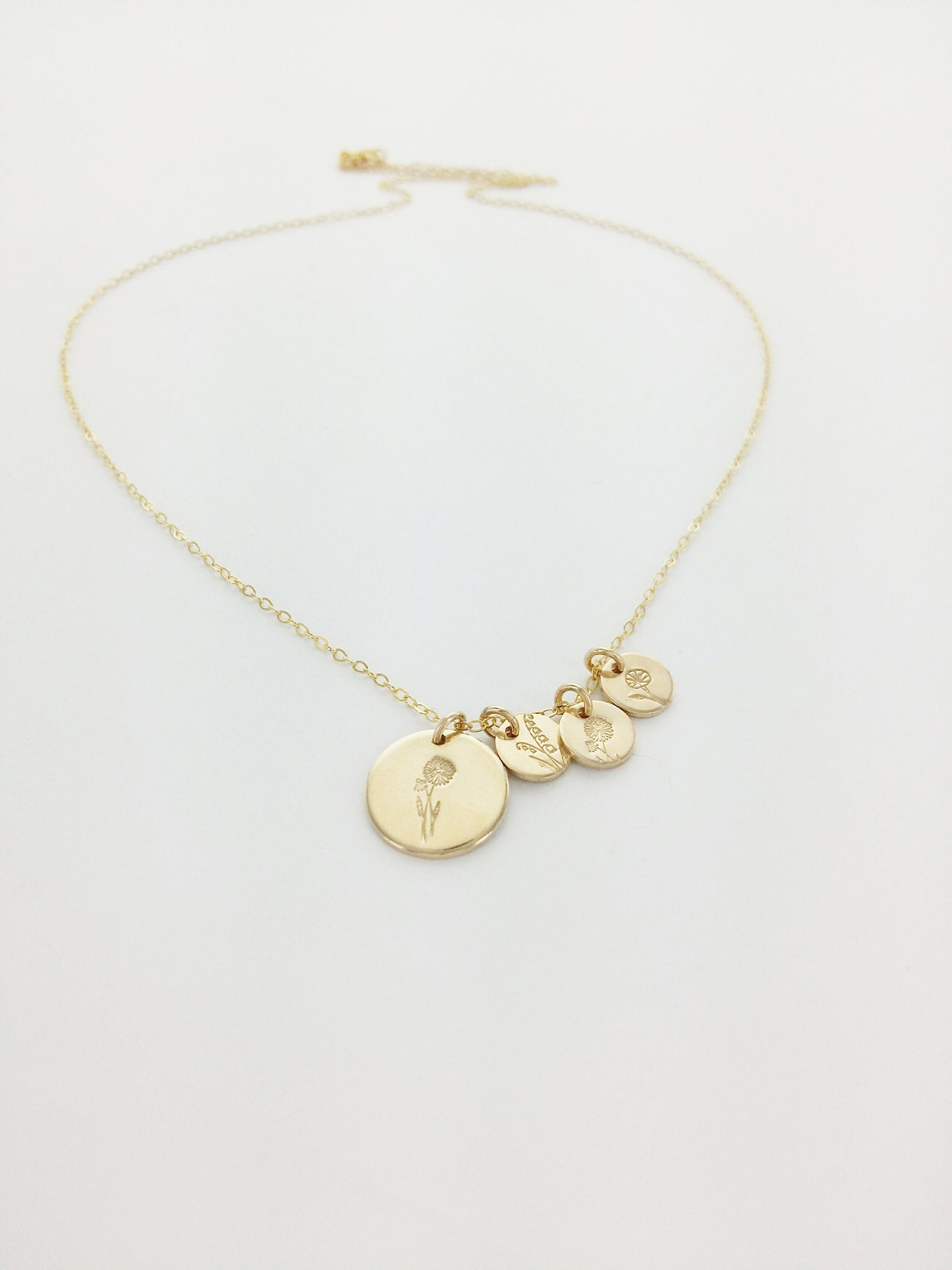 Personalized Birth Flower Family Disk Necklace