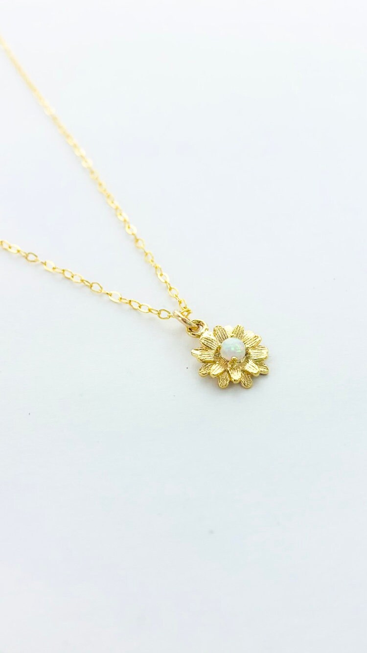 Dainty Opal Flower Necklace