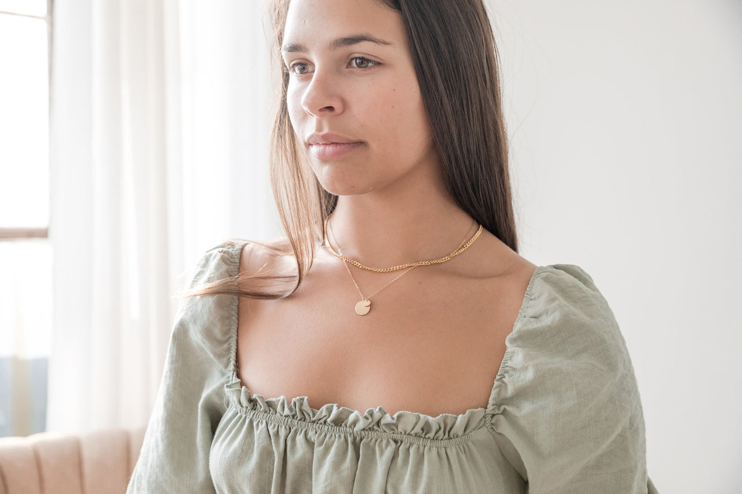 Personalized Birth Flower Family Disk Necklace