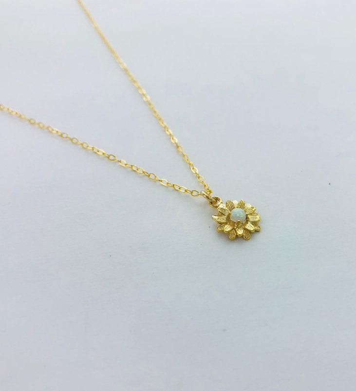 Dainty Opal Flower Necklace