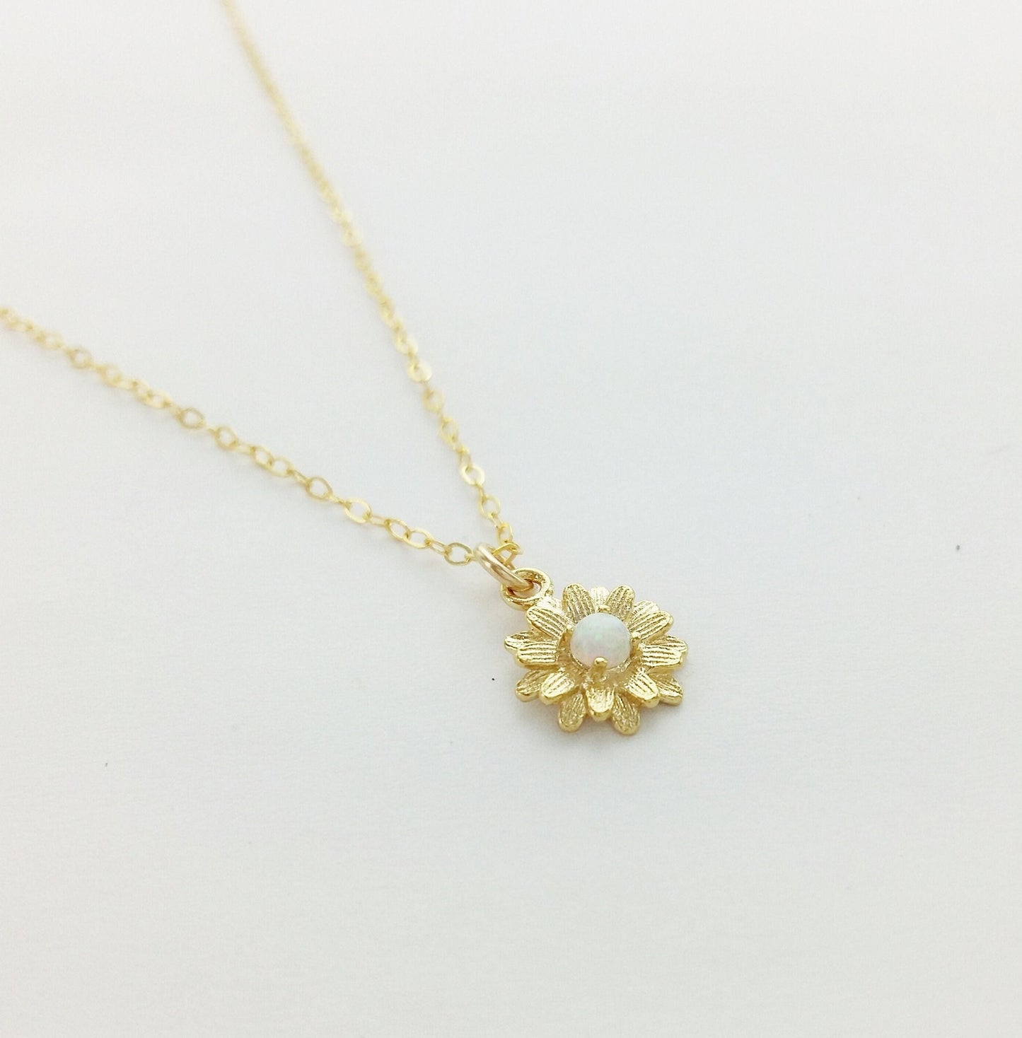 Dainty Opal Flower Necklace