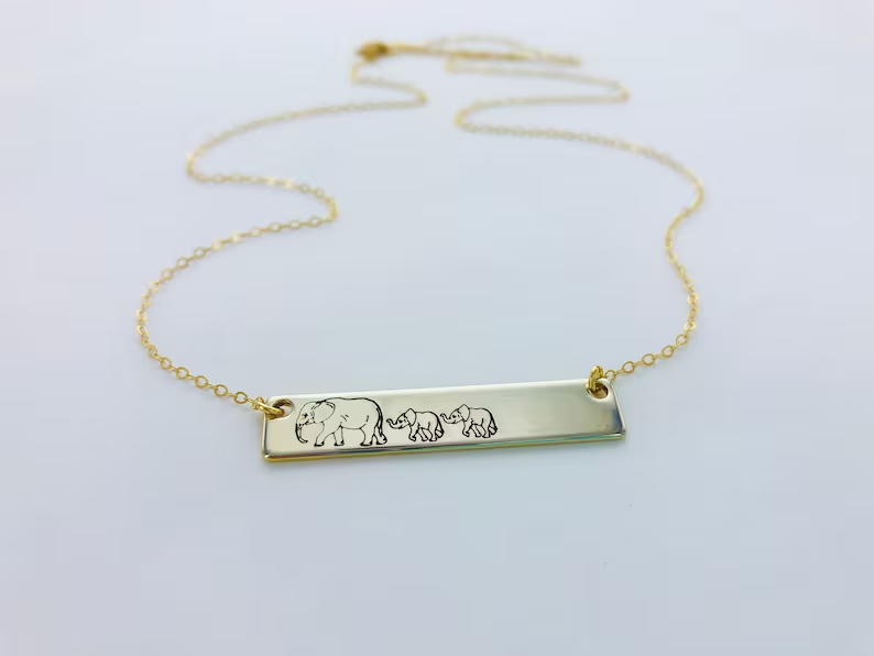 Personalized Elephant Family Necklace