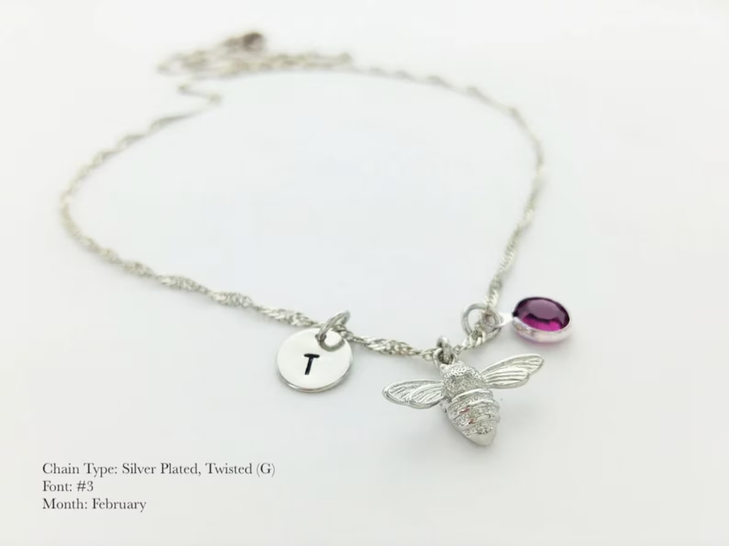 Bee Personalized Charm Necklace