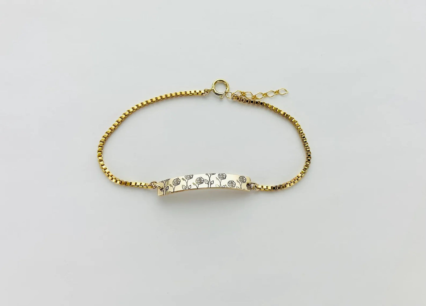 Birth Flower Bar Bracelet