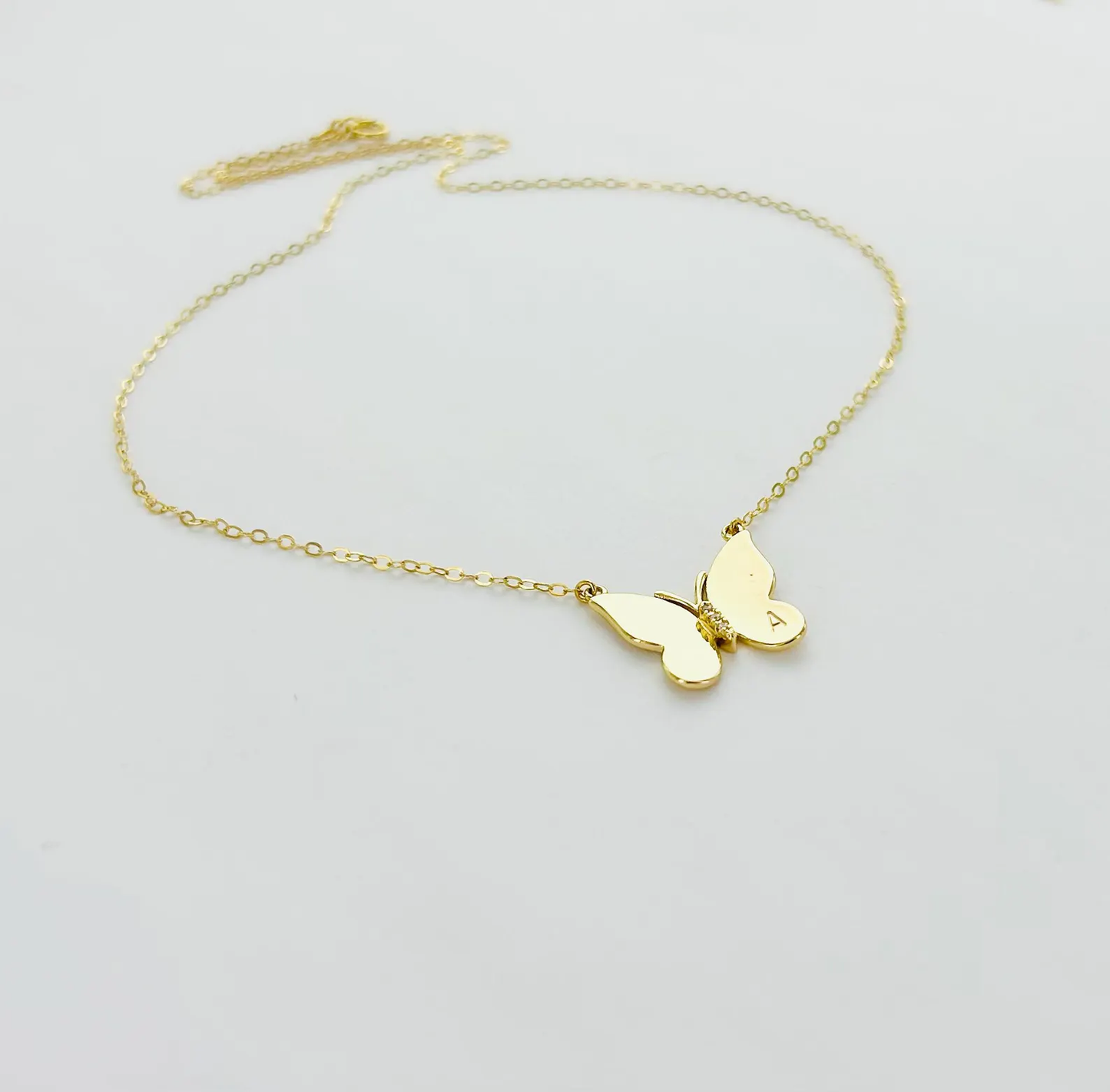 Butterfly Engraved Initial Necklace