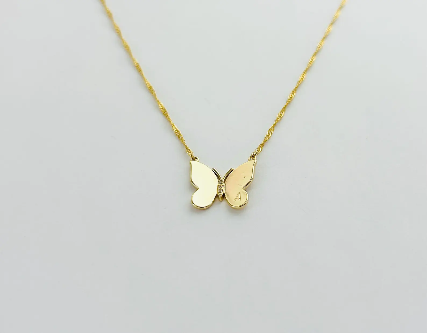 Butterfly Engraved Initial Necklace