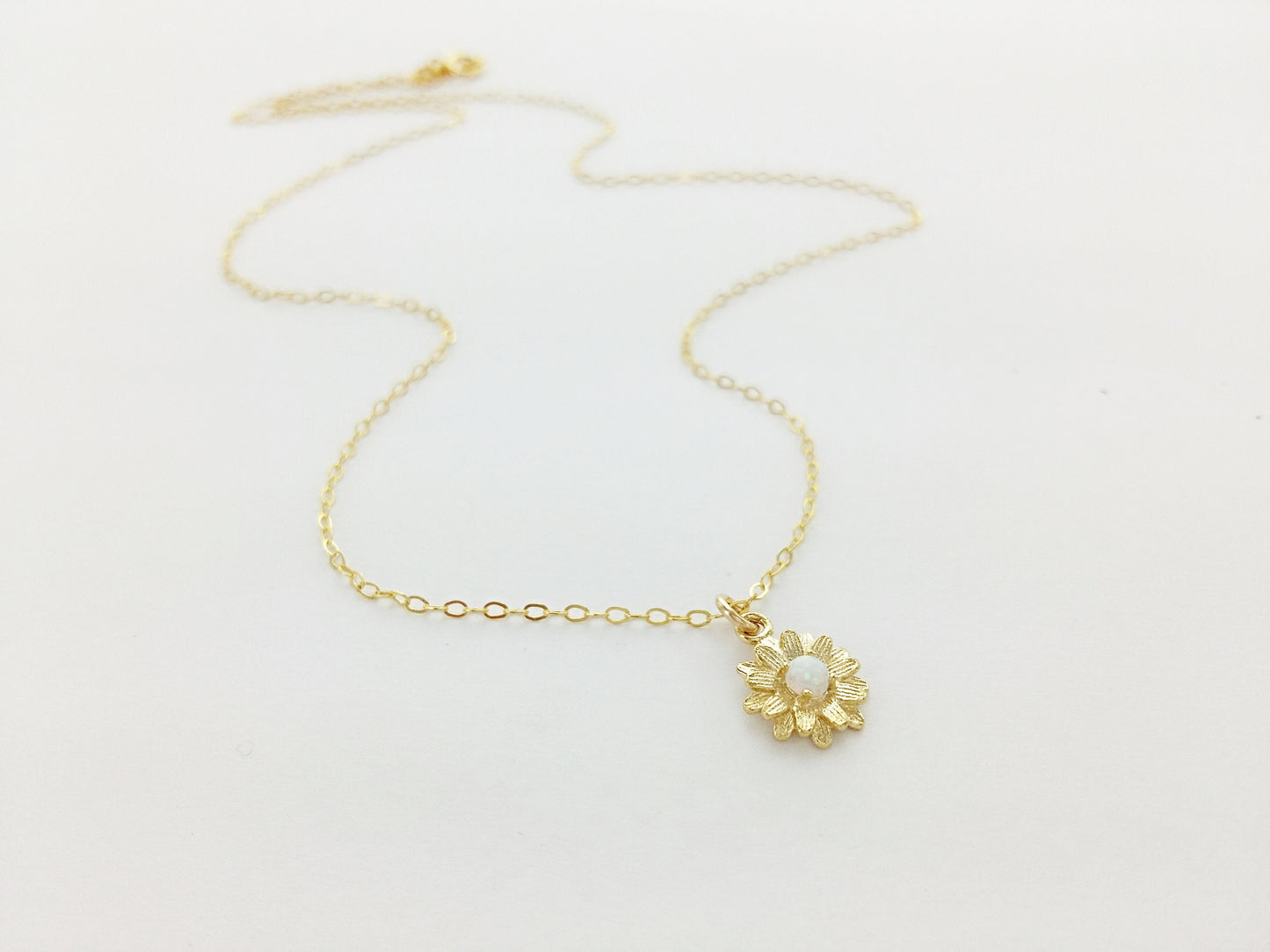 Dainty Opal Flower Necklace