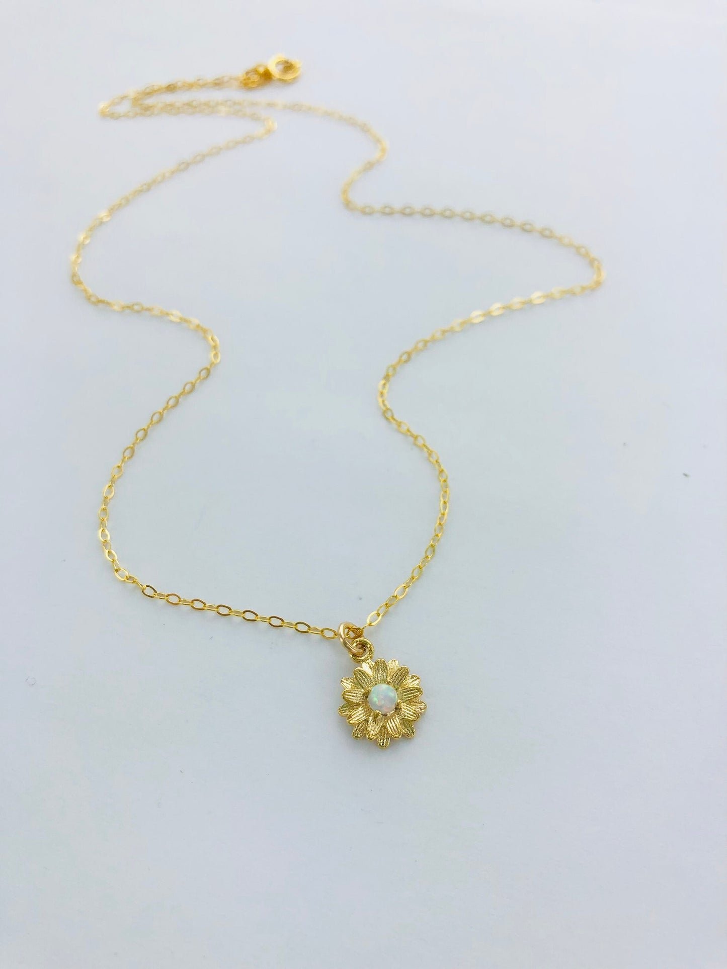 Dainty Opal Flower Necklace