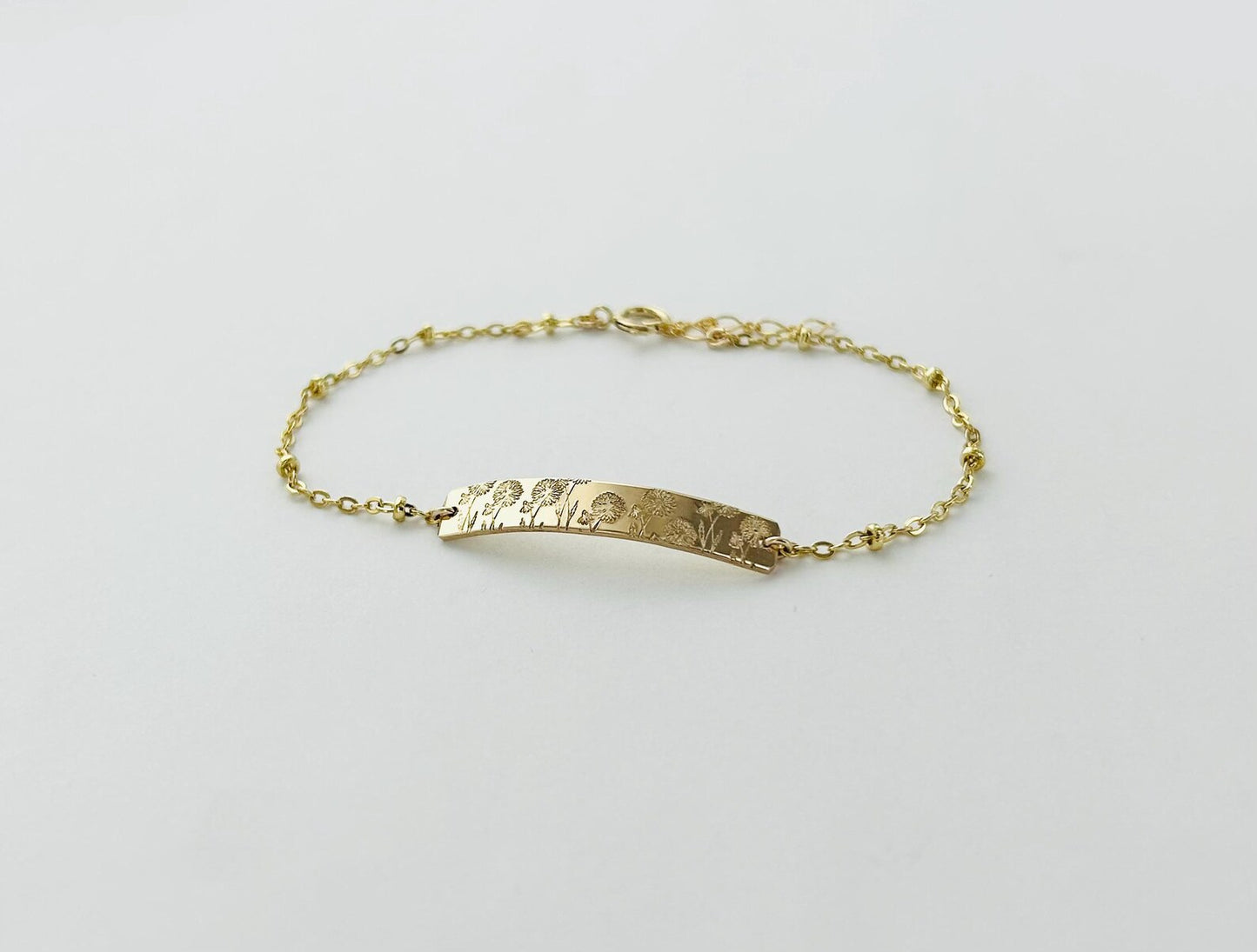 Birth Flower Bar Bracelet