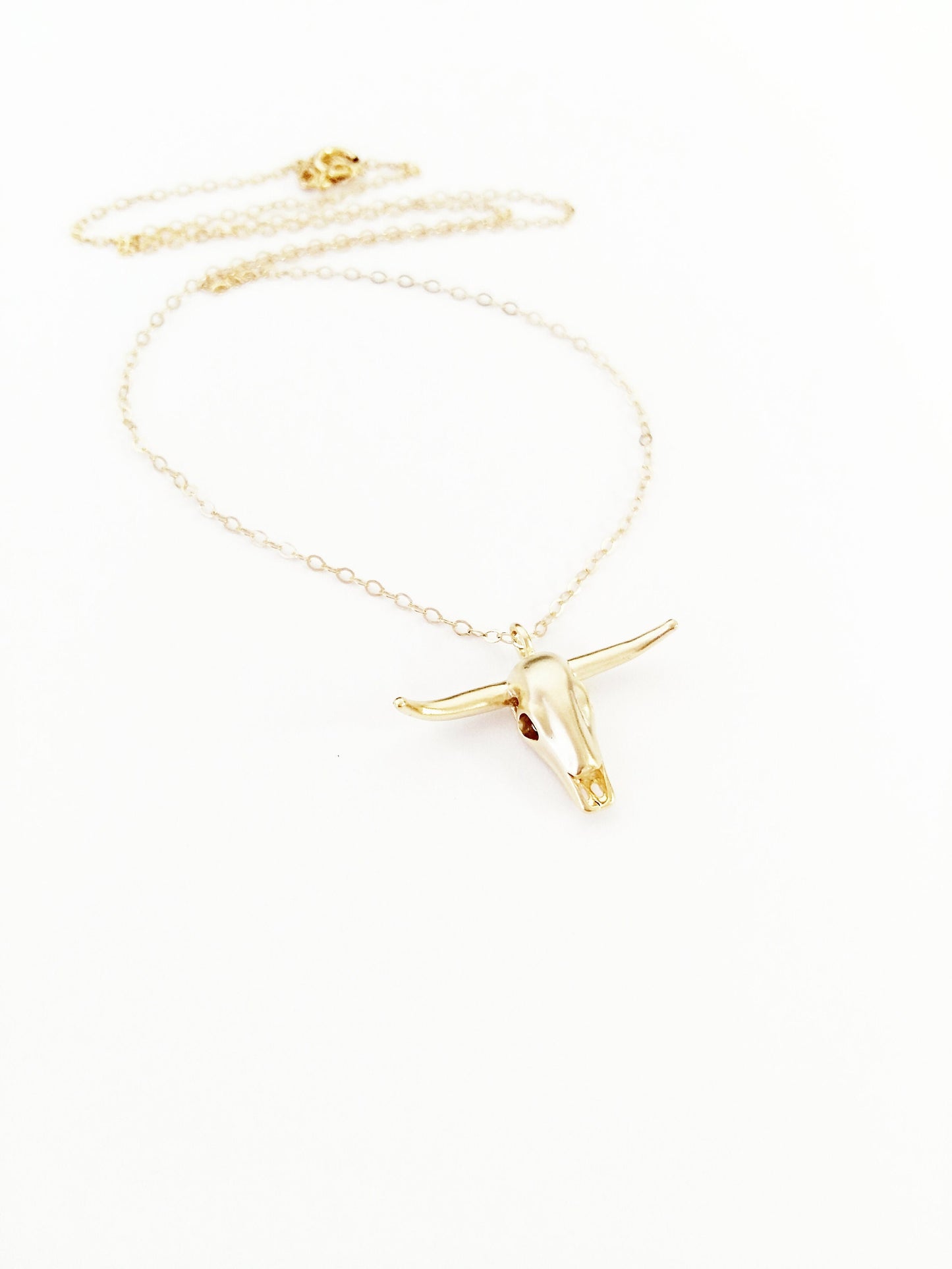 Long Horned Cow Skull Necklace