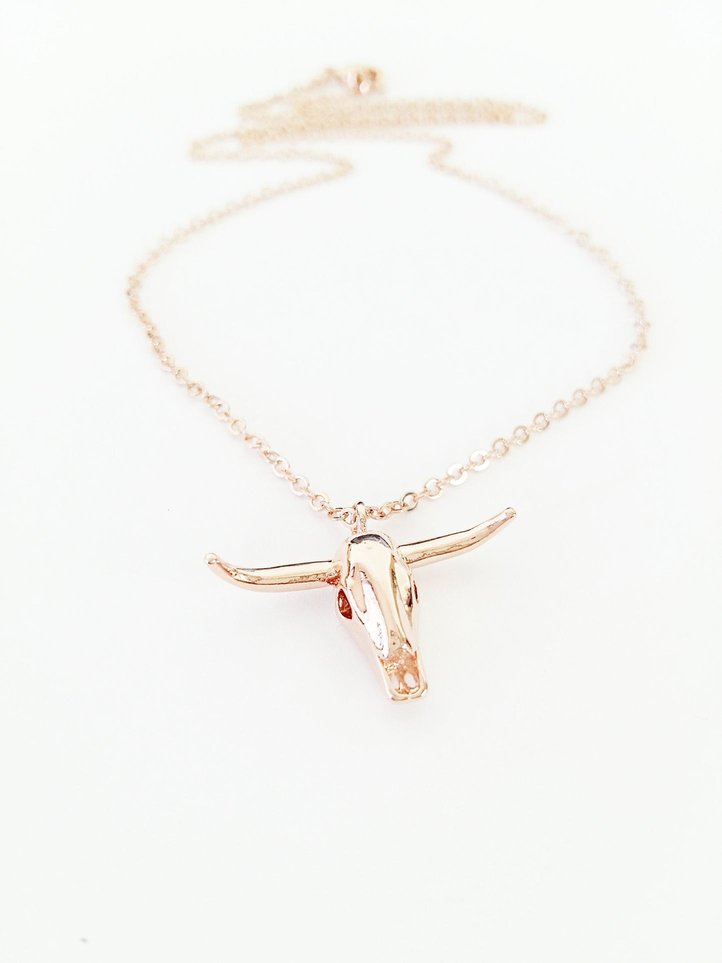 Long Horned Cow Skull Necklace