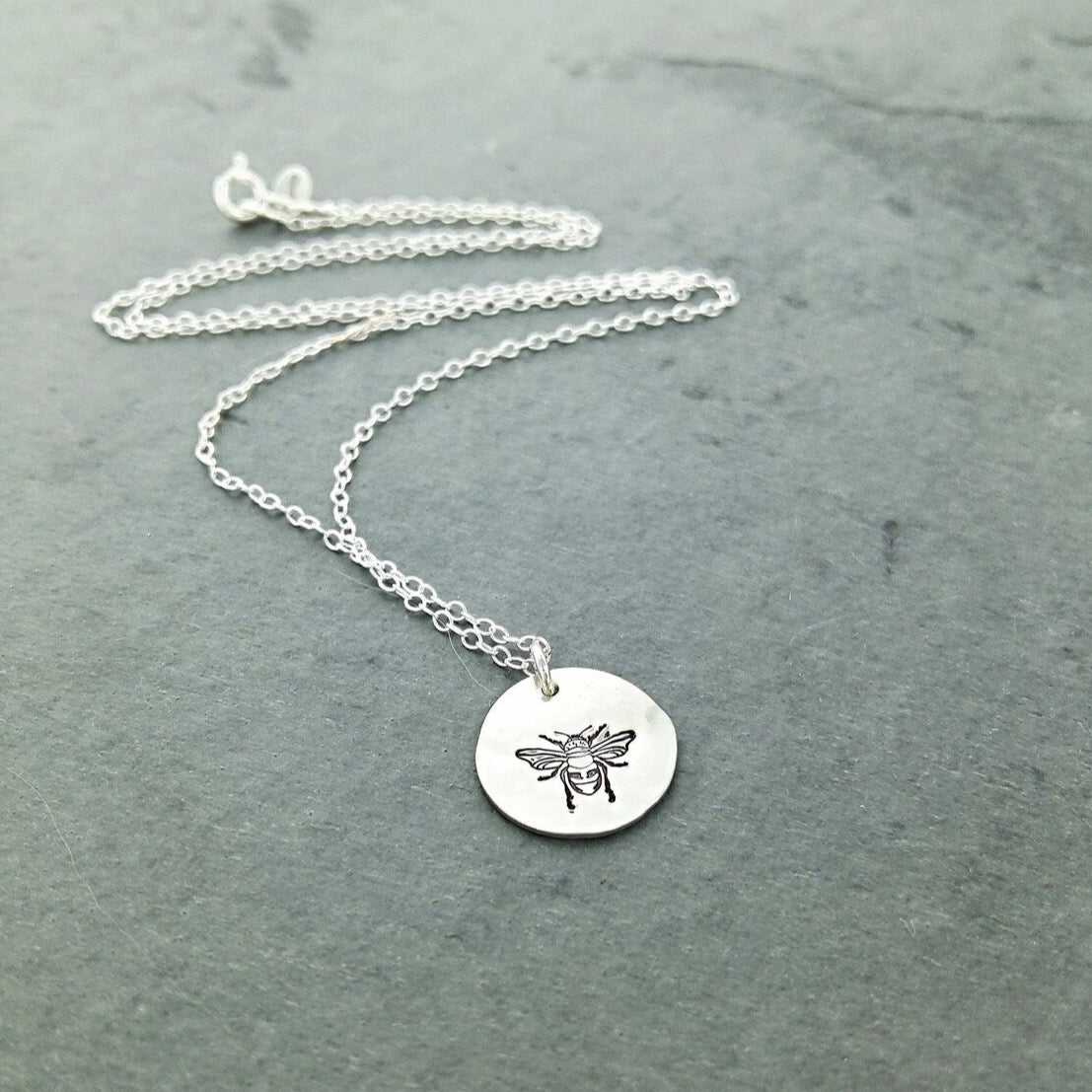 Dainty Queen Bee Disk Necklace