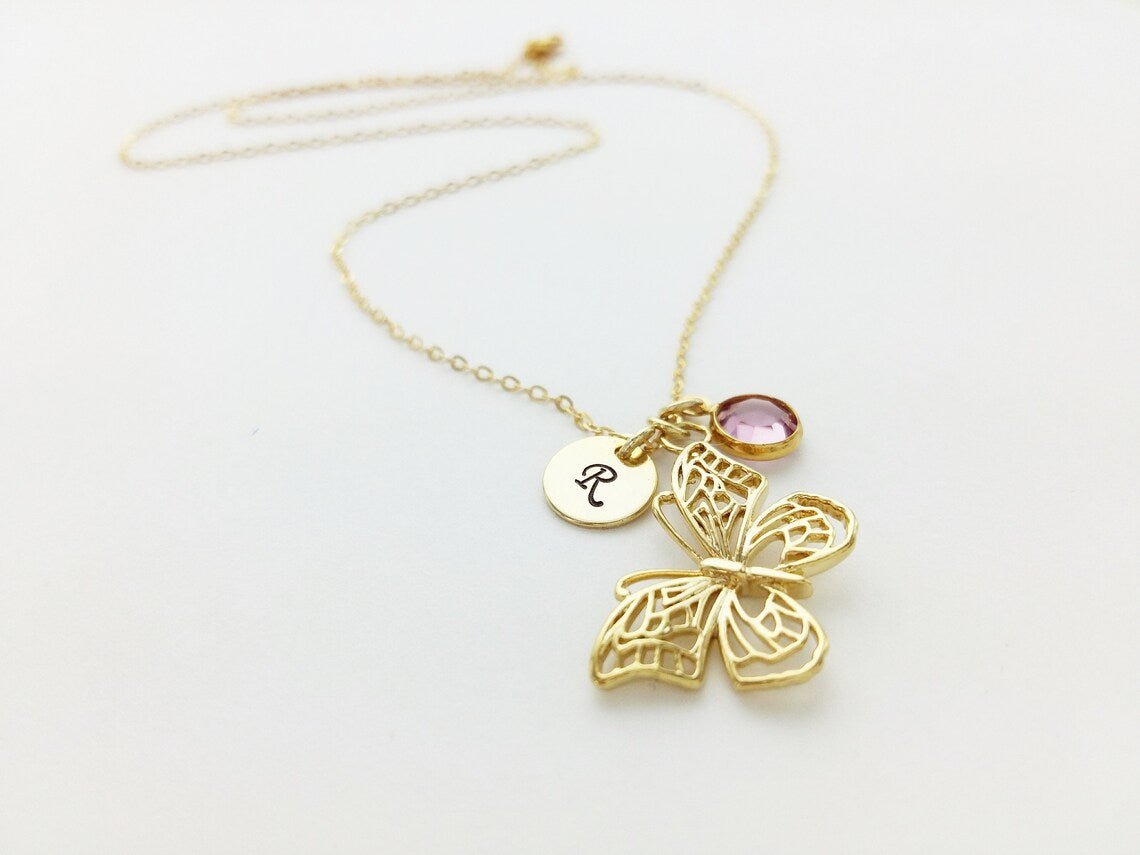Graceful Butterfly Personalized Charm Necklace