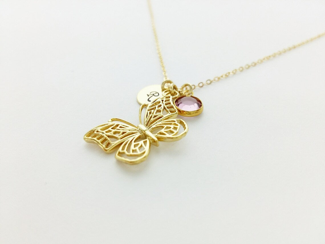 Graceful Butterfly Personalized Charm Necklace