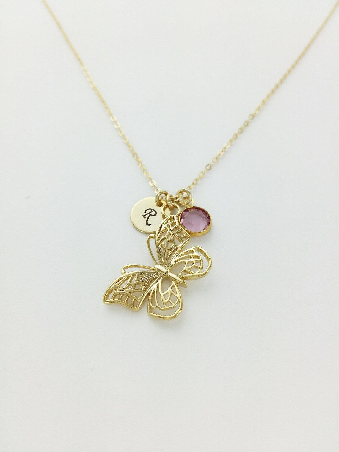 Graceful Butterfly Personalized Charm Necklace