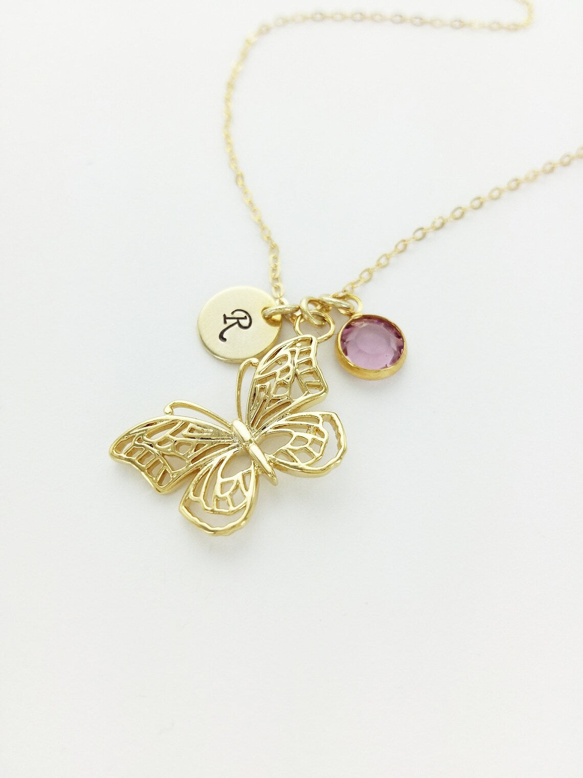 Graceful Butterfly Personalized Charm Necklace