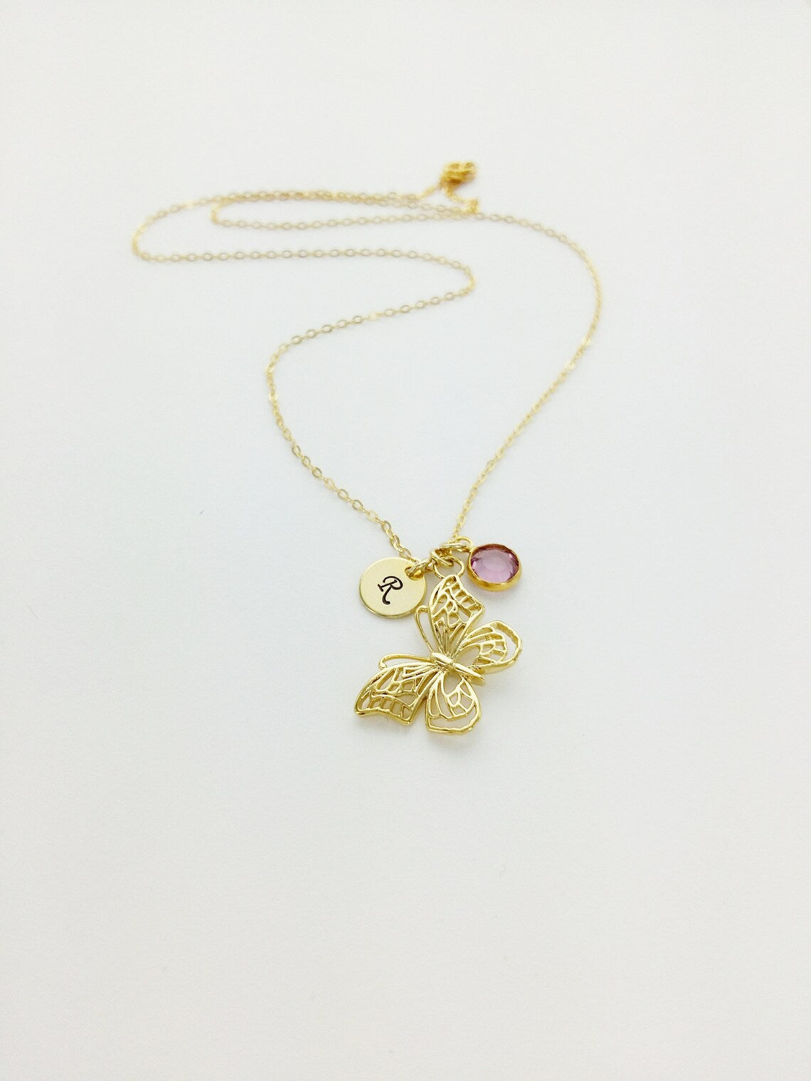 Graceful Butterfly Personalized Charm Necklace