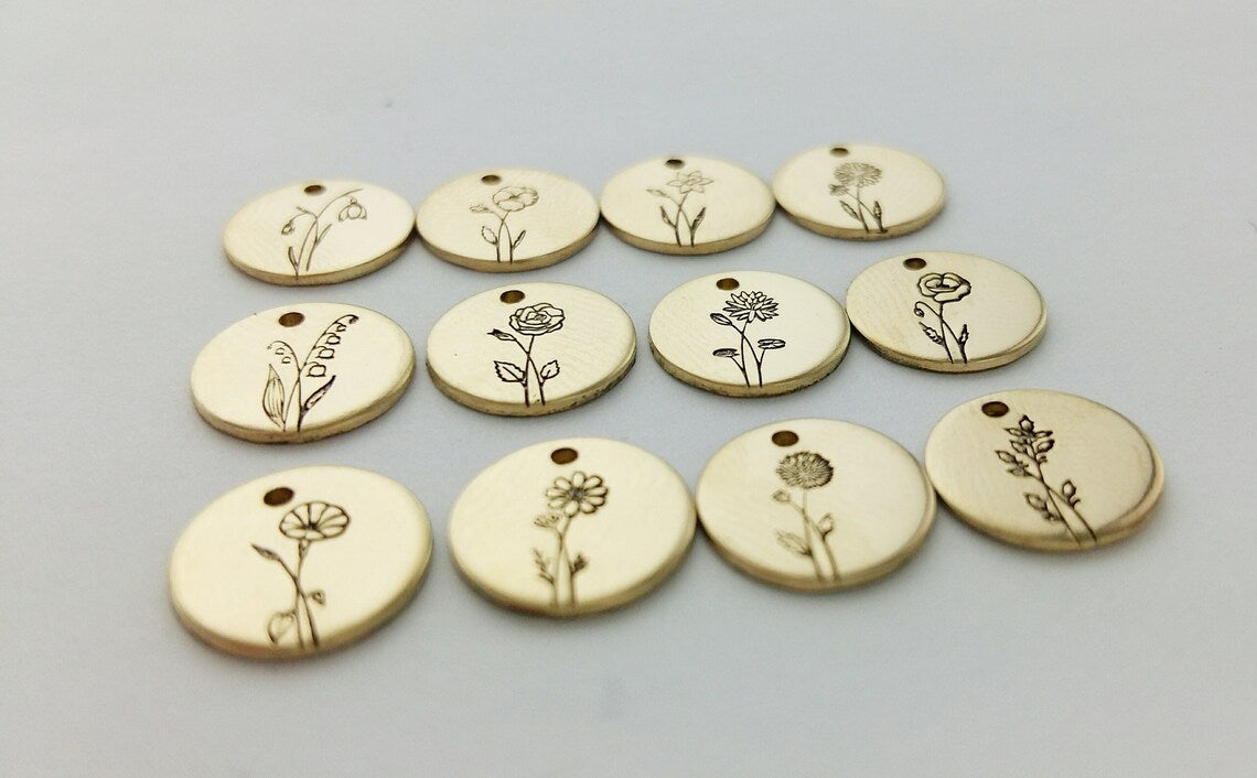 Dainty Birth Flower Disk Necklace (9mm)