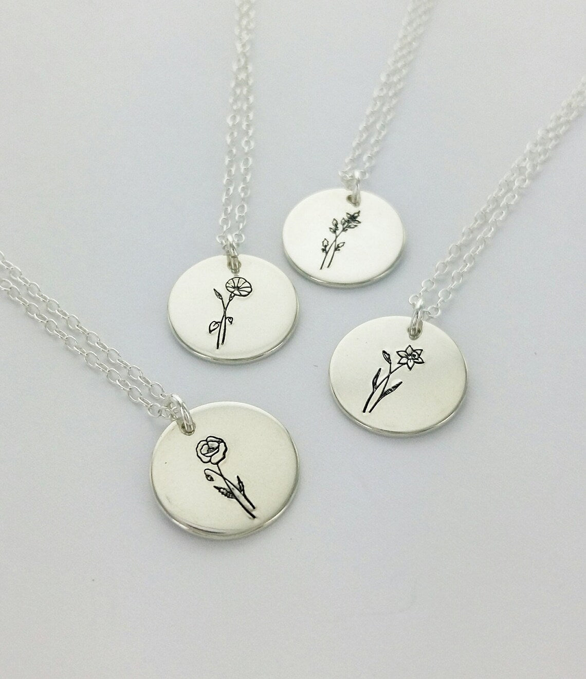 Birth Flower Disk Necklace (12mm)