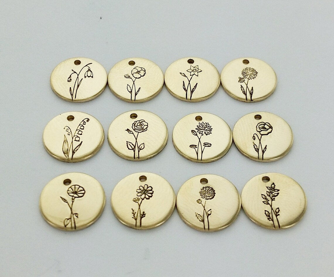Dainty Birth Flower Disk Necklace (9mm)