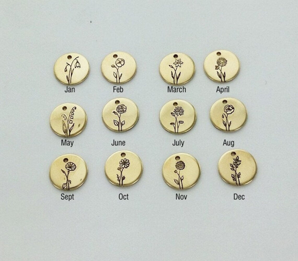 Dainty Birth Flower Disk Necklace (9mm)