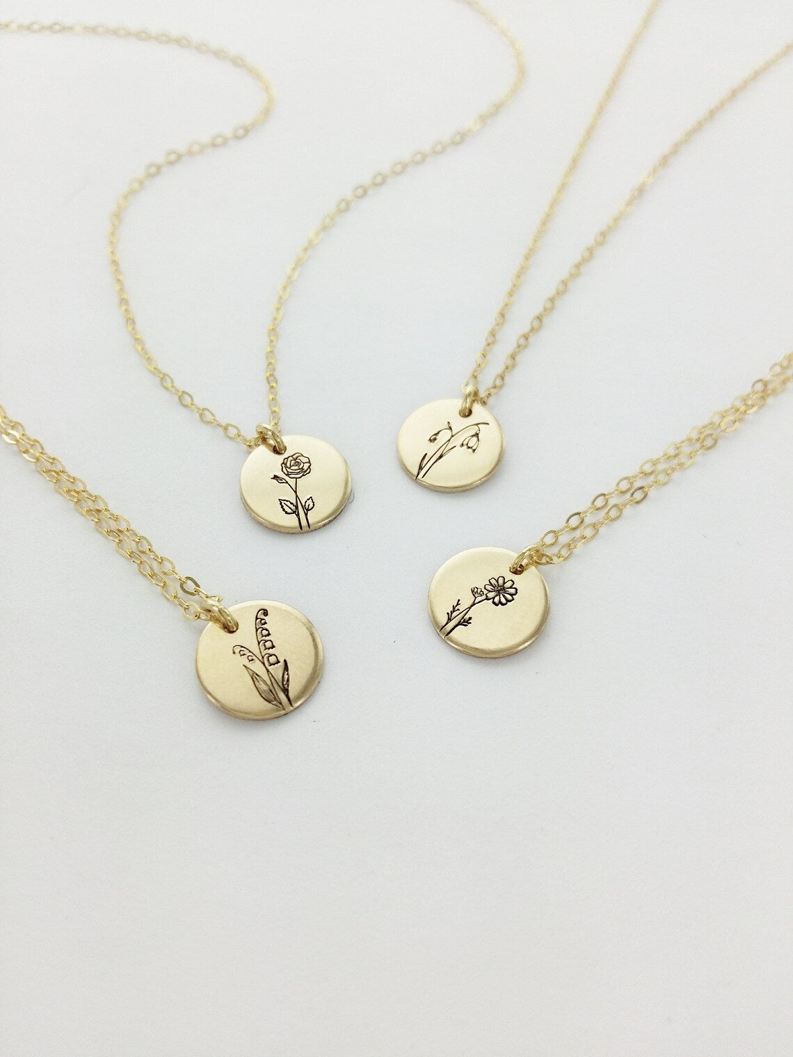 Dainty Birth Flower Disk Necklace (9mm)