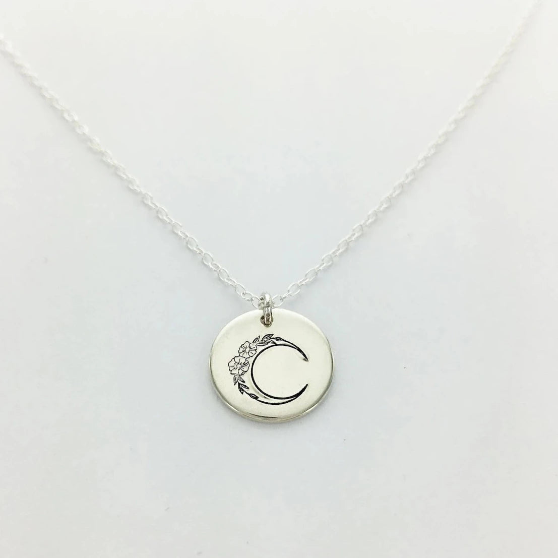 Floral Moon Initial Necklace