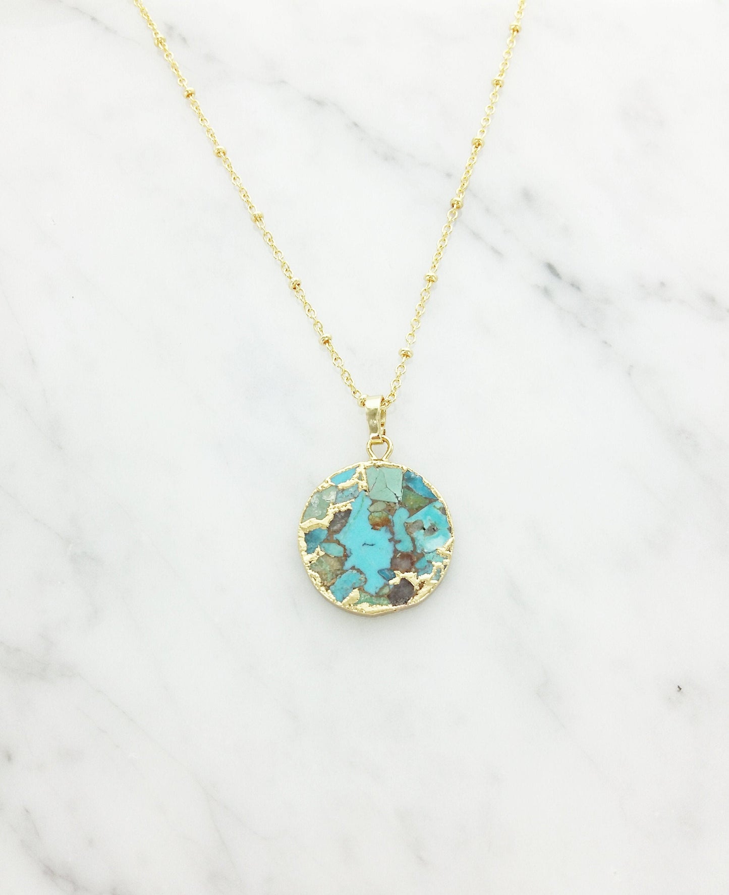 Turquoise Disk Necklace