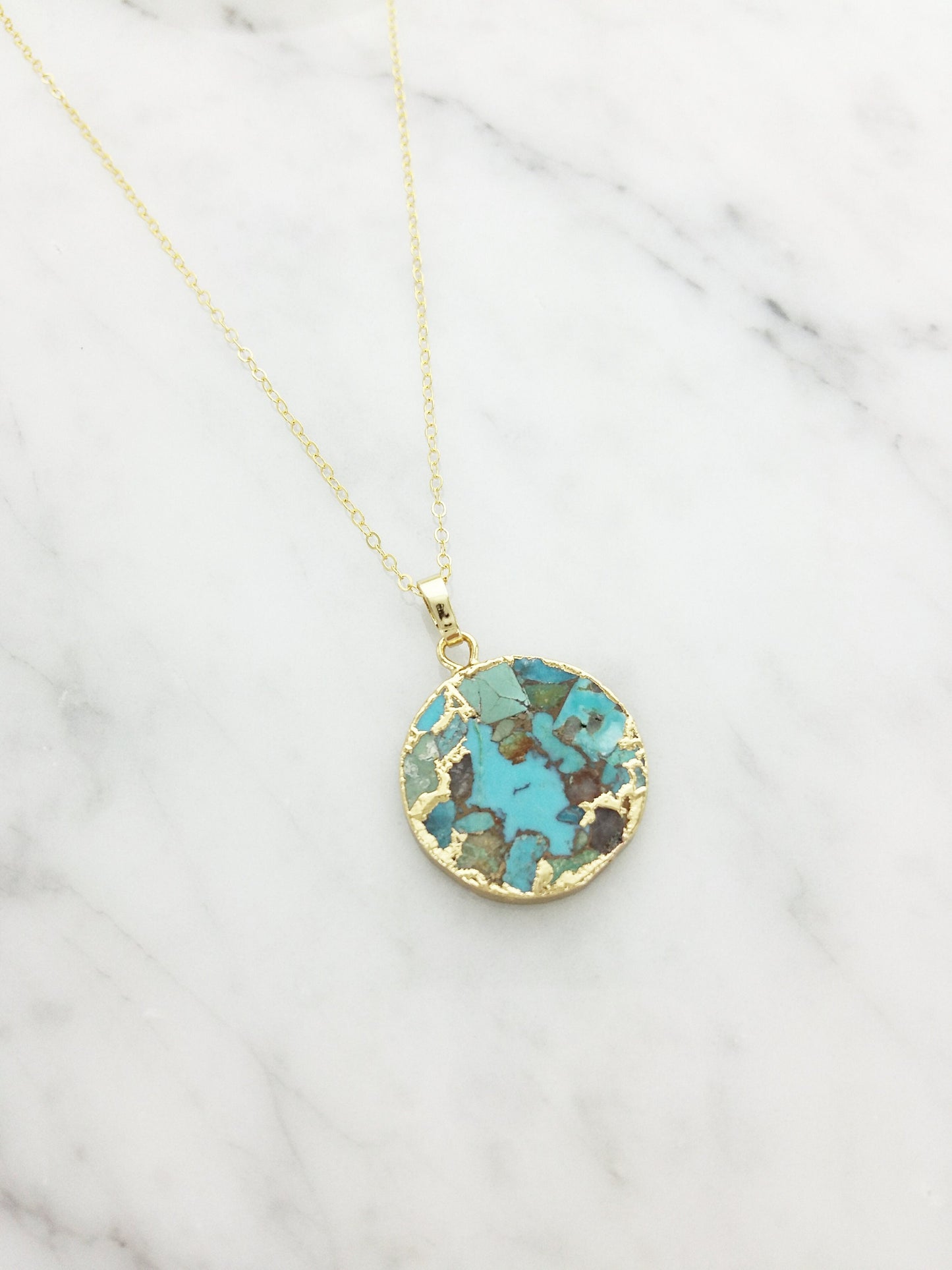 Turquoise Disk Necklace