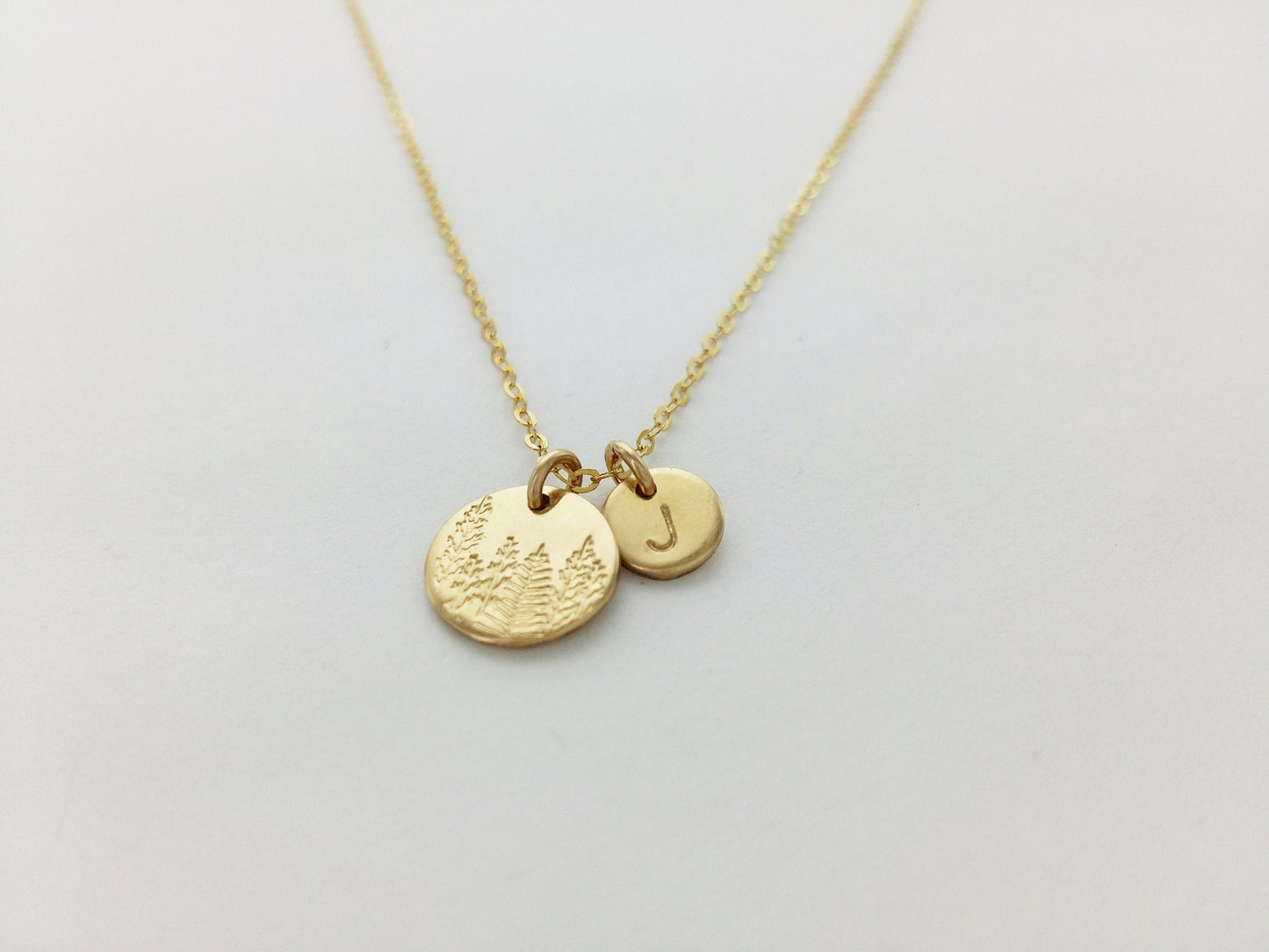 Personalized Initial and Forest Necklace