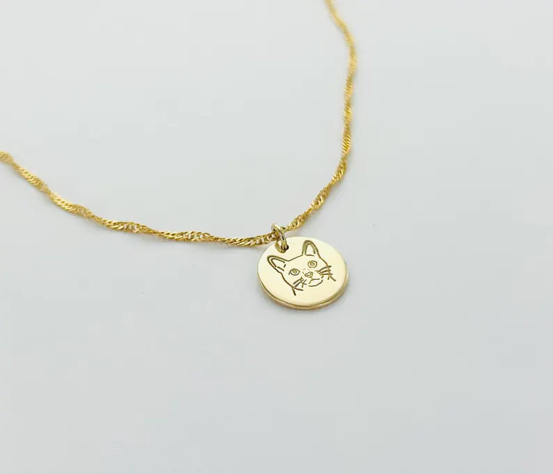 Cat Disk Necklace