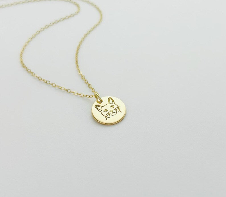 Cat Disk Necklace