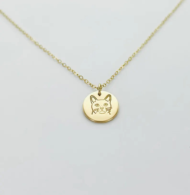Cat Disk Necklace