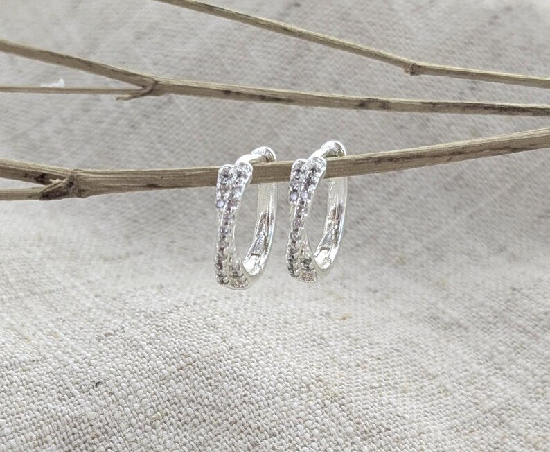 Crisscross Crystal Hoops