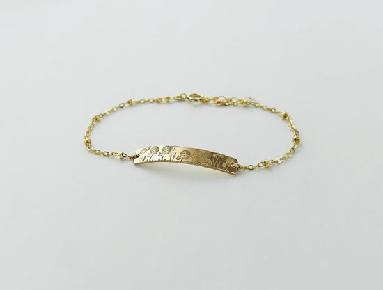Birth Flower Bar Bracelet