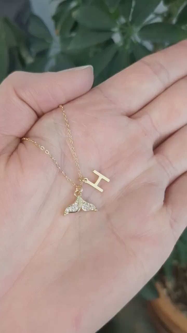 Load and play video in Gallery viewer, Crystal Whale Tail Necklace
