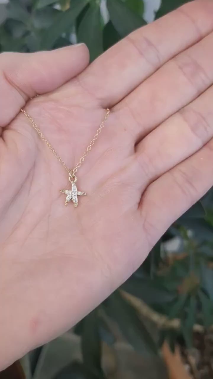 Load and play video in Gallery viewer, Crystal Starfish Necklace
