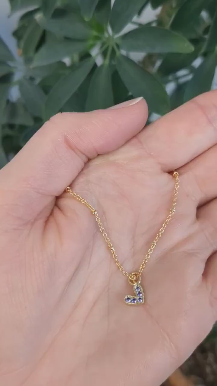 Load and play video in Gallery viewer, Tiny Crystal Heart Necklace
