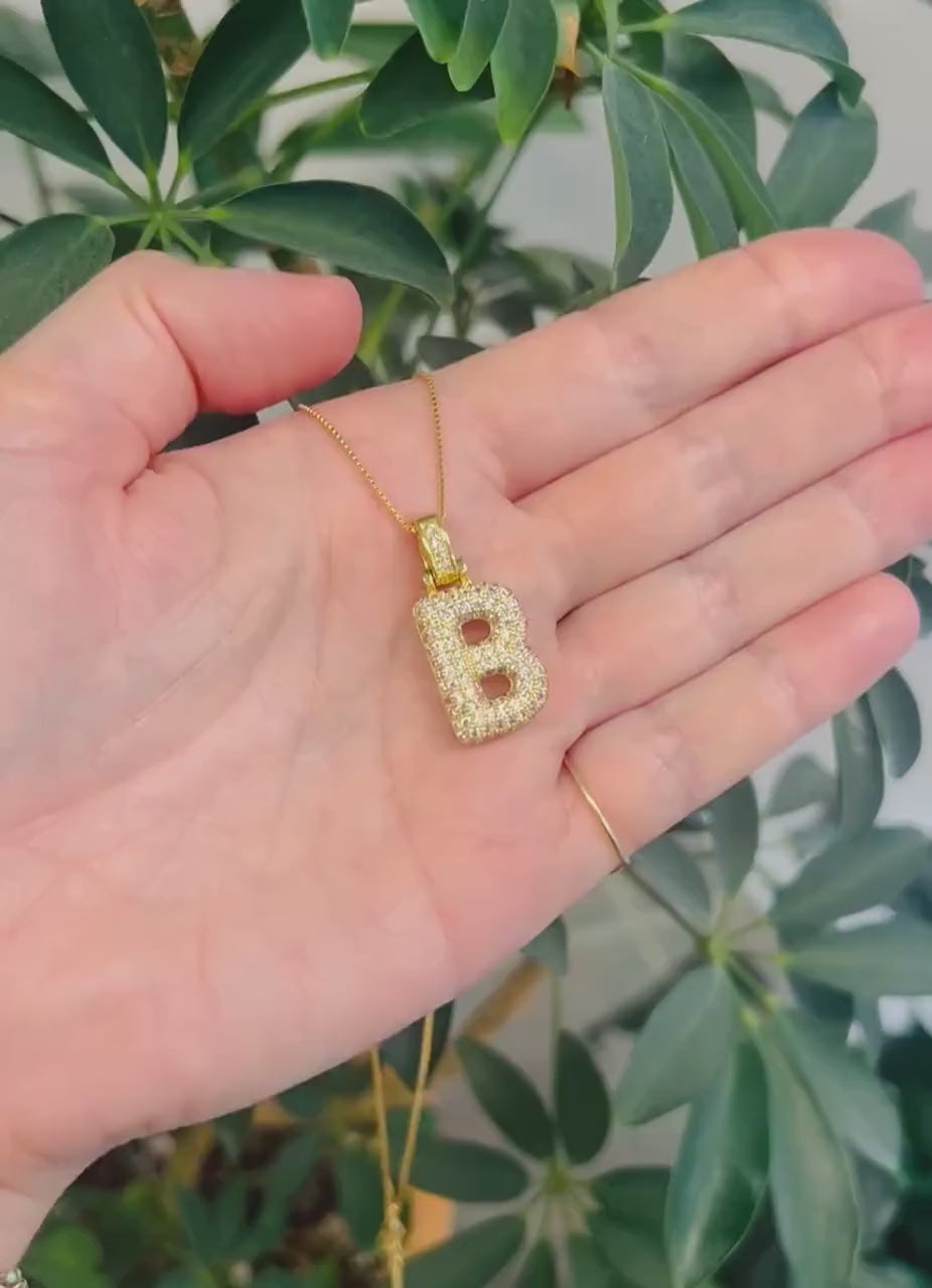 Sparkly Bubble Letter Necklace