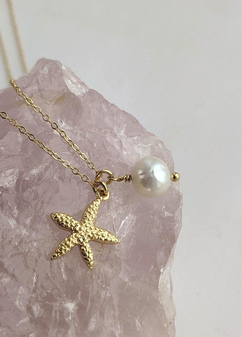 Crystal Starfish Personalized Charm Necklace
