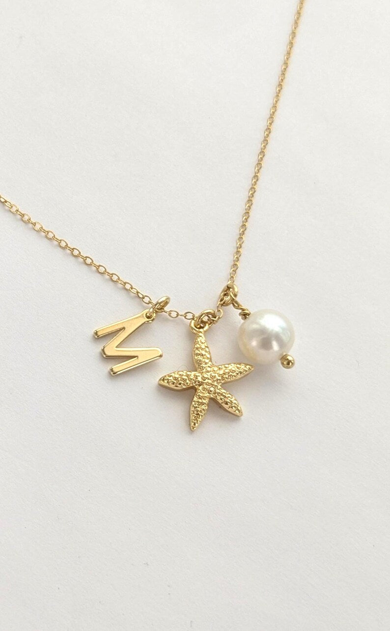 Crystal Starfish Personalized Charm Necklace