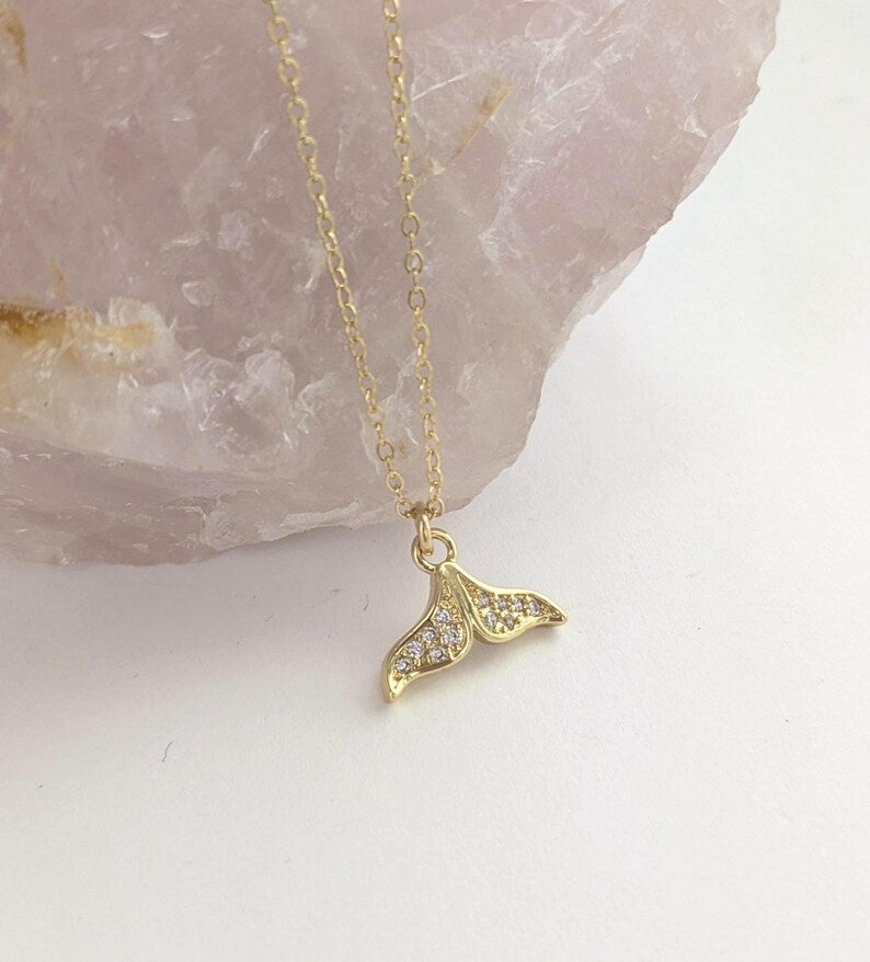 Crystal Whale Tail Necklace