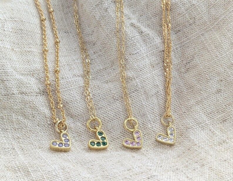 Tiny Crystal Heart Necklace