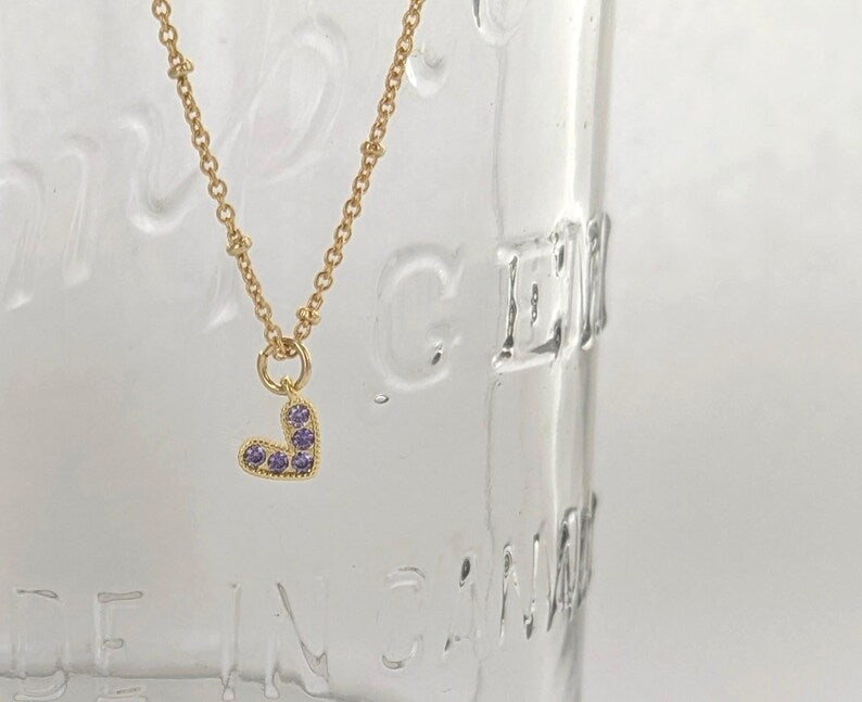 Tiny Crystal Heart Necklace
