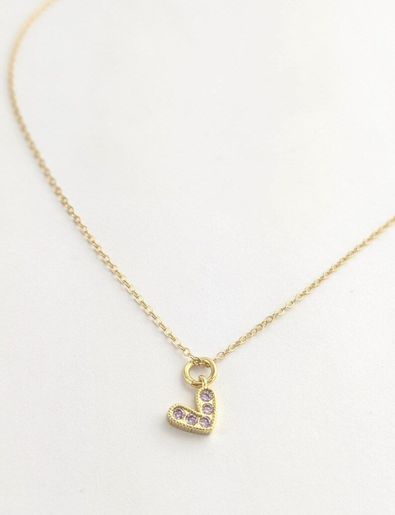 Tiny Crystal Heart Necklace