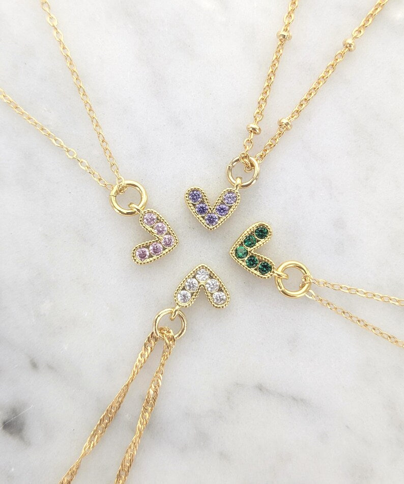 Tiny Crystal Heart Necklace