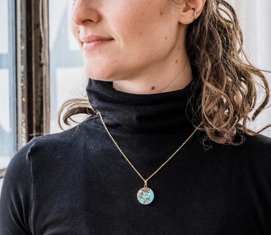 Turquoise Disk Necklace
