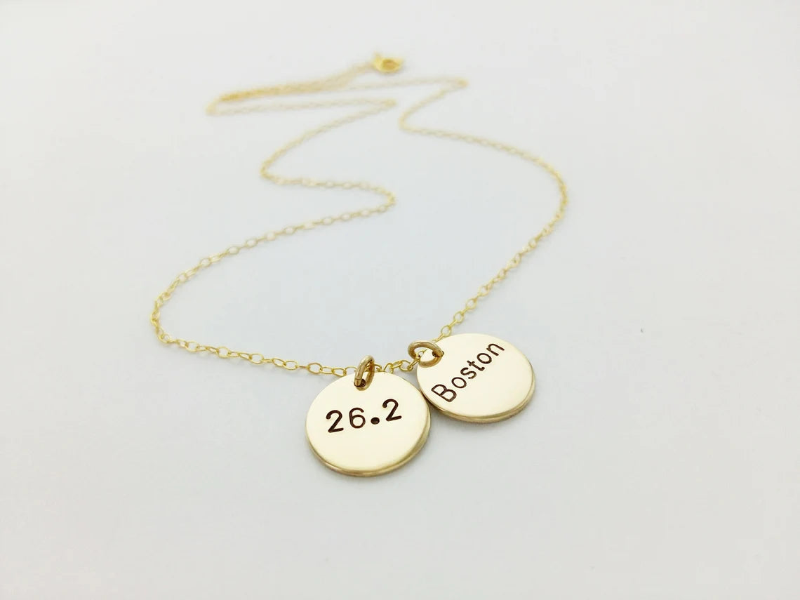 Marathon and Custom City Name Necklace
