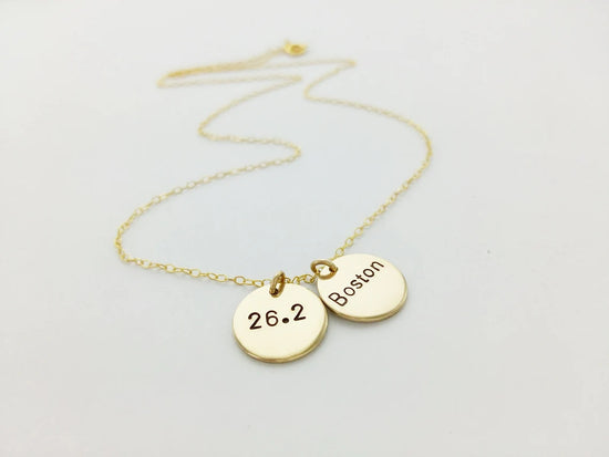 Marathon and Custom City Name Necklace